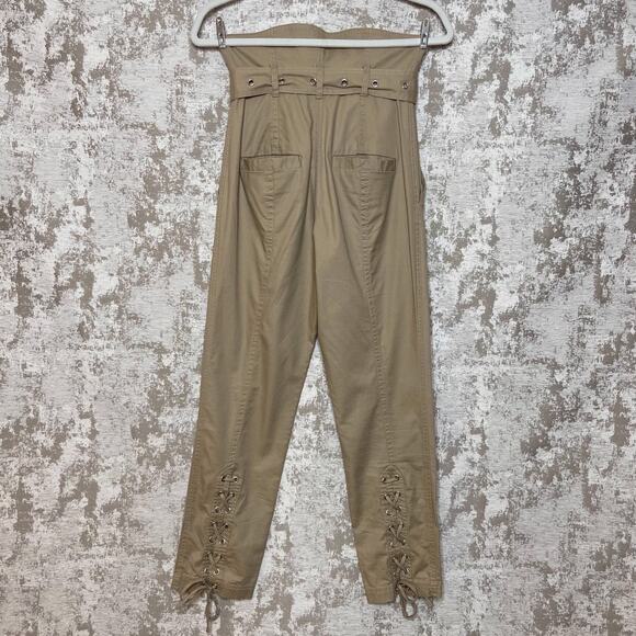 Marissa Webb Gia Belted Paperbag Trousers in Sandshell - Picture 2 of 8